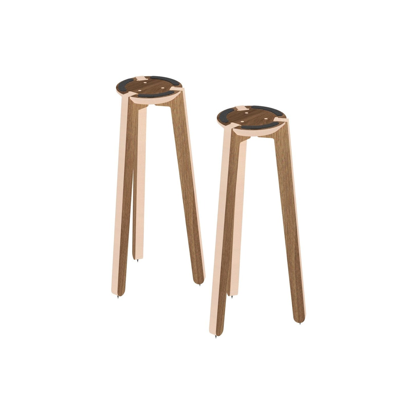 HABIB/CO - Tripod Speaker Stand Pair (walnut) - 24" height - 7.5" base - Carpet Spikes : None