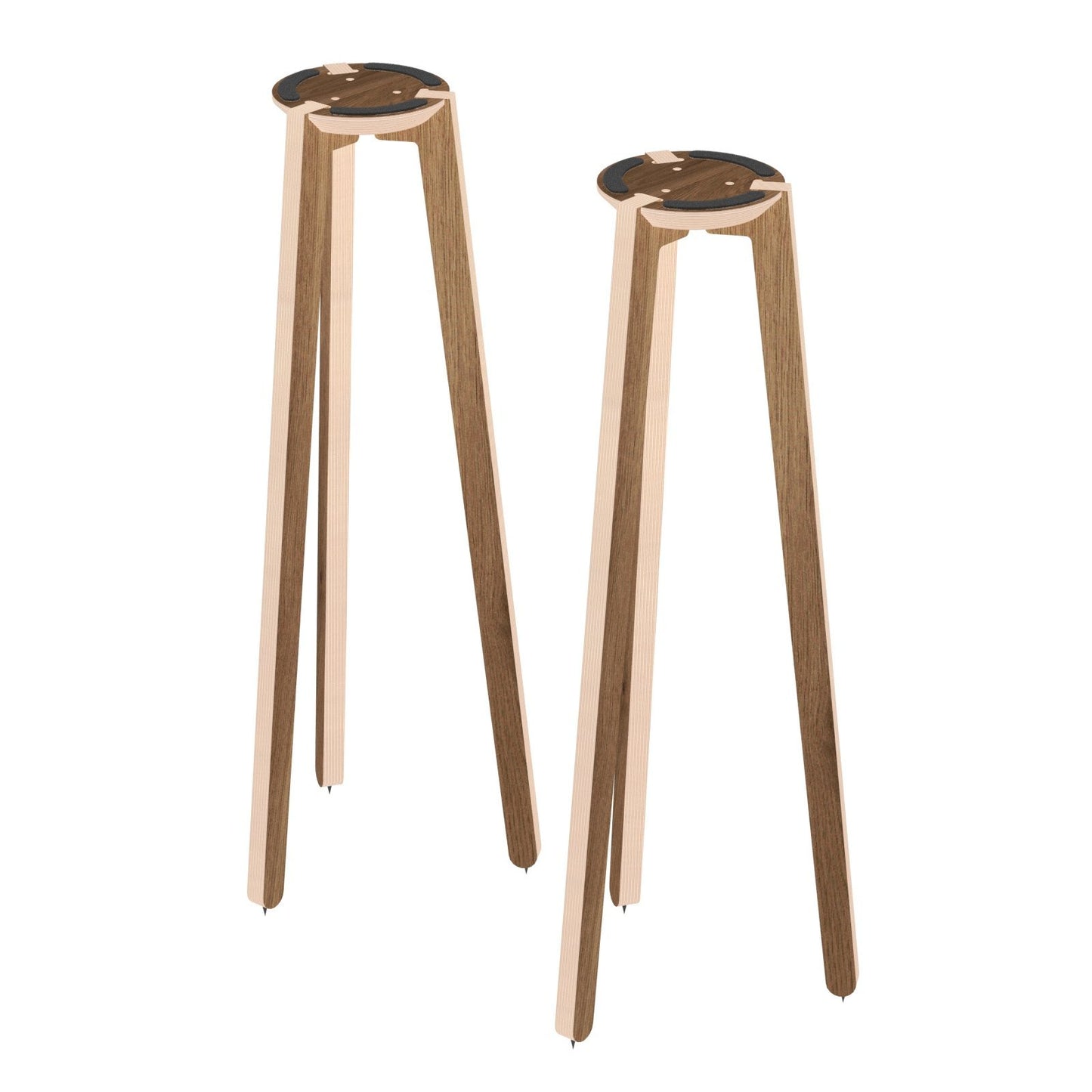 HABIB/CO - Tripod Speaker Stand Pair (walnut) - 36" height - 7.5" base - Carpet Spikes : None